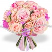 Весна пришла! - букет с розовыми тюльпанами и кустовыми розами 2